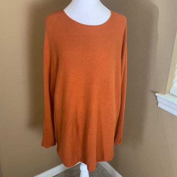 Michael Kors Burnt Orange Knit Sweater Gold Back Zipper Women’s Size Large - Picture 1 of 9